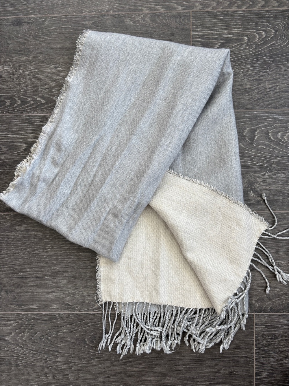 Light Gray and Cream Two Tone Scarf